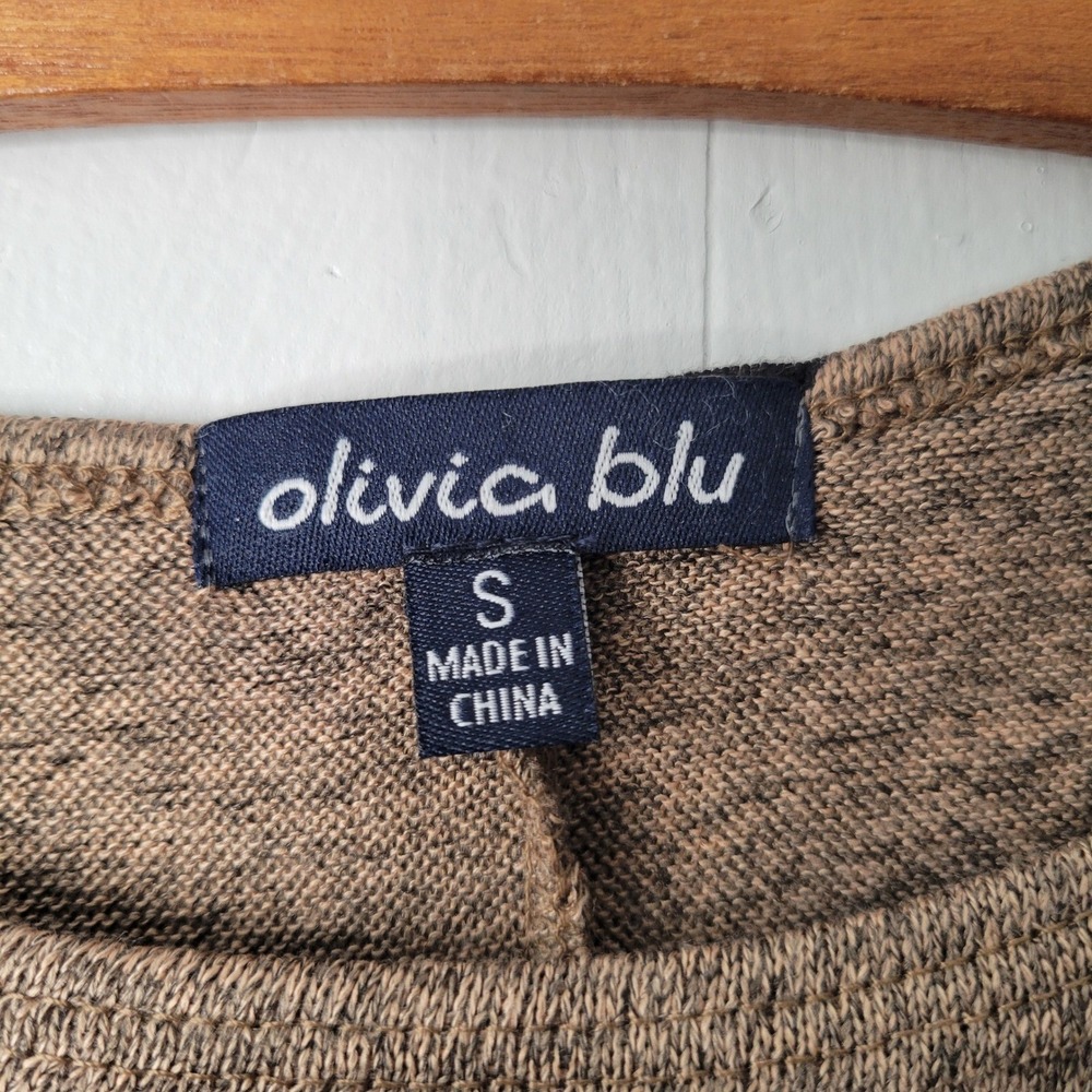 Olivia Blu Polka Dot Knit Top Oversized Women's Sz S‎ Beige Black Dolman Sleeve - Picture 3 of 13